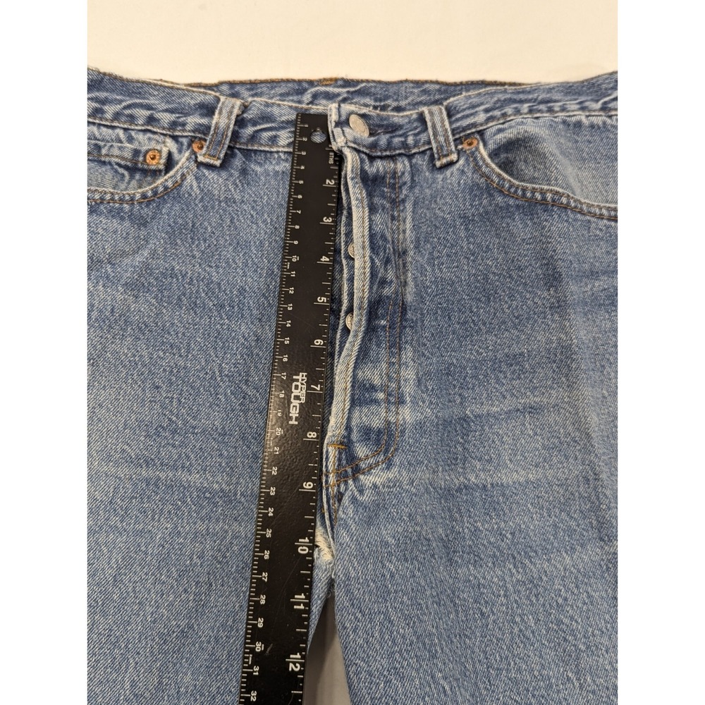 VTG Levis Jeans Mens 32x31 Blue 501 Distressed Straight Light USA Tagged 34x32 - Picture 8 of 11
